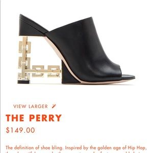 Brand new, Black mules, Open toe, gold heels